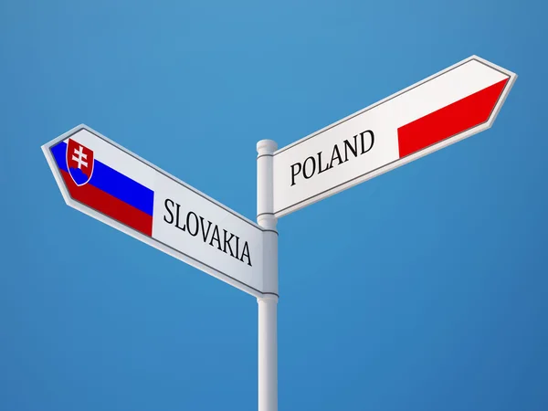 Polen Slovakien tecken flaggor koncept — Stockfoto