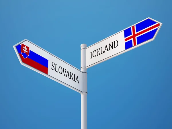 Islande Slovaquie Signer Drapeaux Concept — Photo