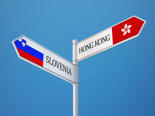 Slovenia Hong Kong  Sign Flags Concept — Stock Photo, Image