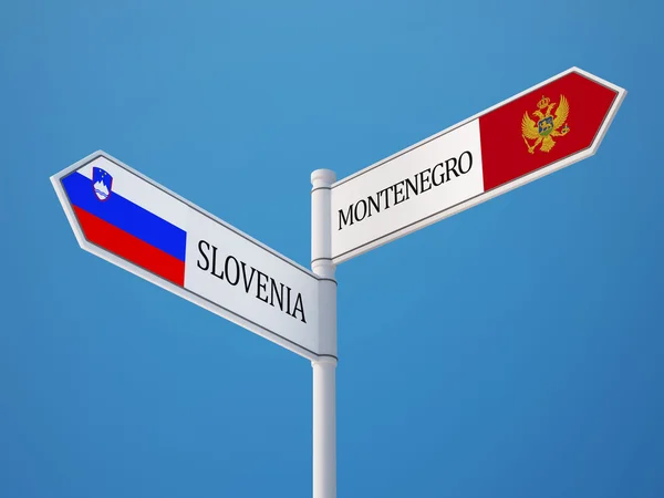 Slovenië Montenegro teken vlaggen — Stockfoto