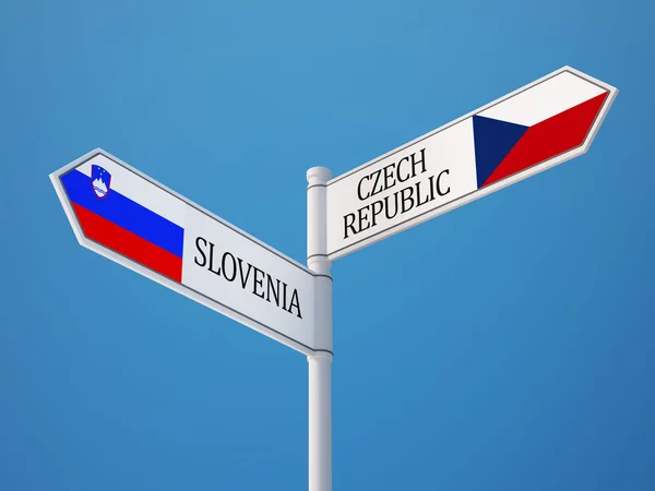 Slovenia Czech Republic  Sign Flags Concept — Stock Photo, Image