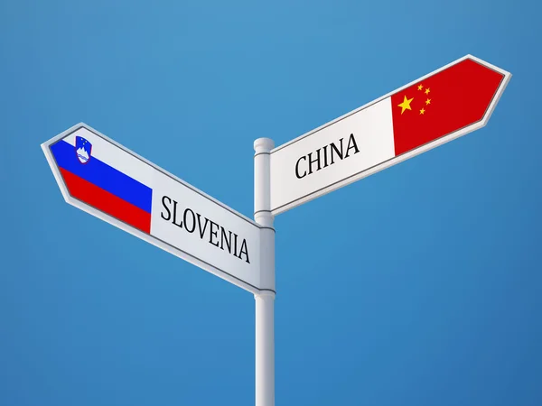 Eslovenia China Sign Flags Concept —  Fotos de Stock