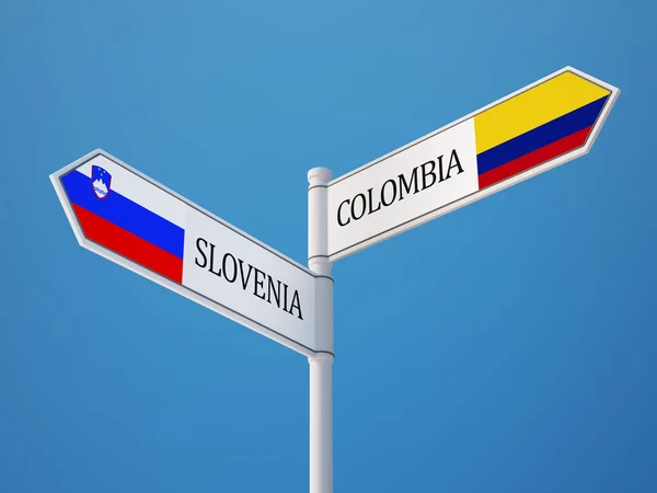 Eslovénia Colômbia Sinalização Bandeiras Conceito — Fotografia de Stock