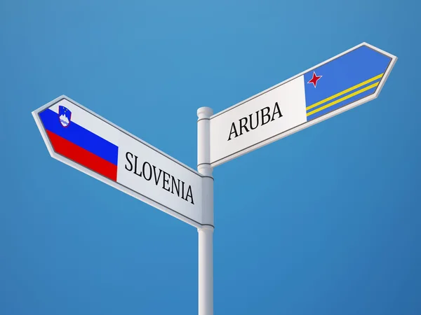 Slovenia Aruba Segno Bandiere — Foto Stock
