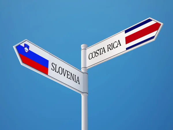 Slowenien Costa Rica unterzeichnen Flaggen — Stockfoto