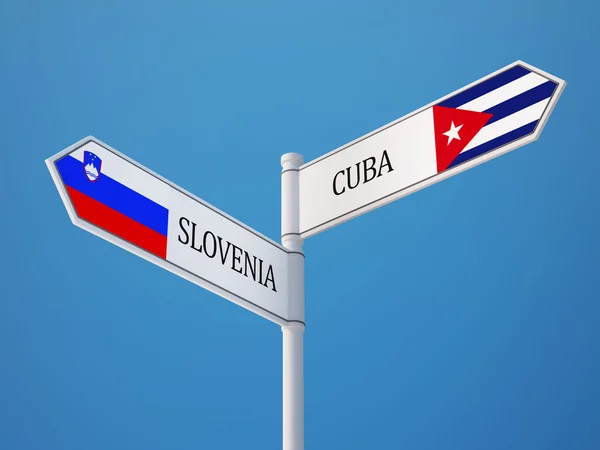 Slovenien Kuba tecken flaggor koncept — Stockfoto