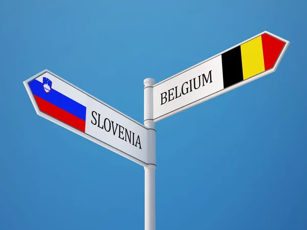 Slovénie Belgique Signer Drapeaux Concept — Photo