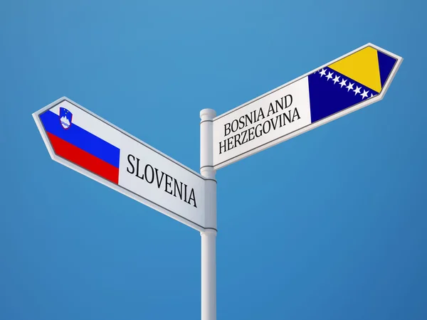 Eslovenia Bosnia y Herzegovina Firmar banderas —  Fotos de Stock