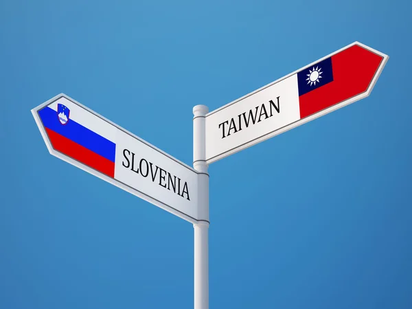 Eslovenia Taiwan Sign Flags Concept —  Fotos de Stock