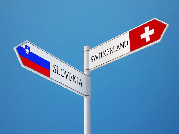 Словения Швейцария подписала концепцию флагов — стоковое фото