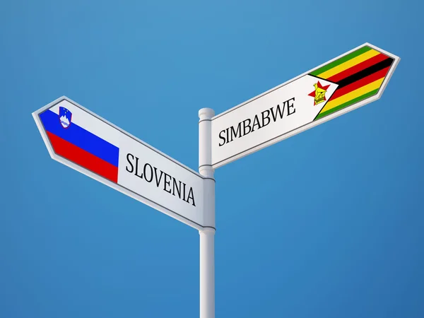 Slovénie Zimbabwe Signer Drapeaux Concept — Photo