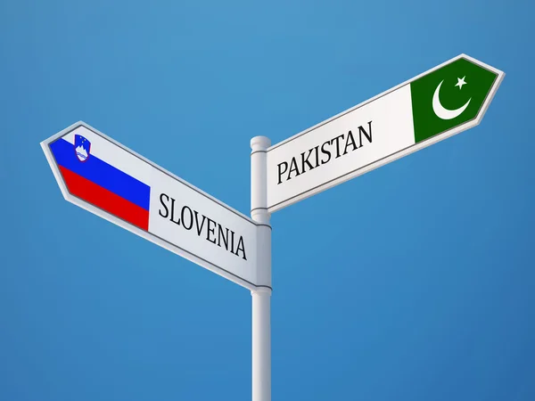 Eslovénia Paquistão assinar bandeira conceito — Fotografia de Stock