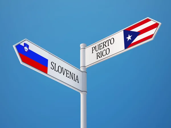 Słowenia Puerto Rico znak flagi koncepcja — Zdjęcie stockowe