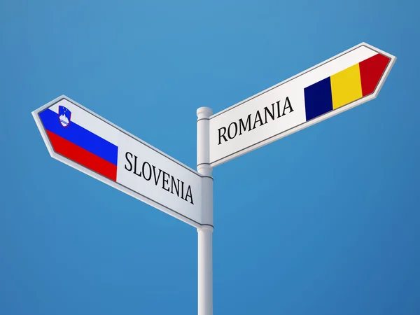 Slovenia Romania Firmare Bandiere Concetto — Foto Stock