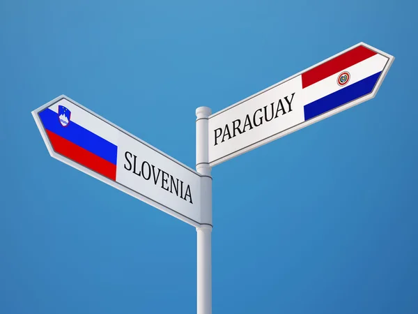 Slovenia Paraguay Segnaletica Bandiere Concetto — Foto Stock