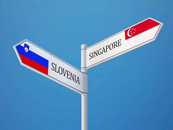 Slovenia Singapore  Sign Flags Concept — Stock Photo, Image