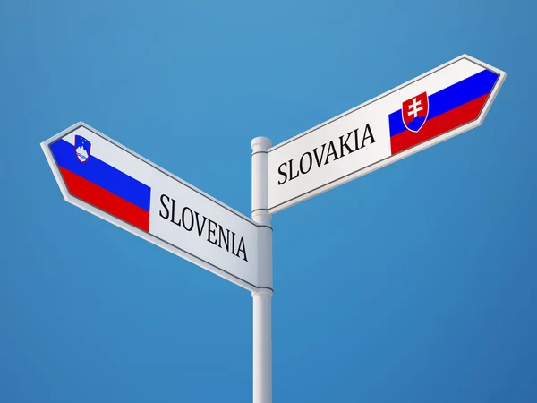 Eslovenia Eslovaquia Sign Flags Concept —  Fotos de Stock