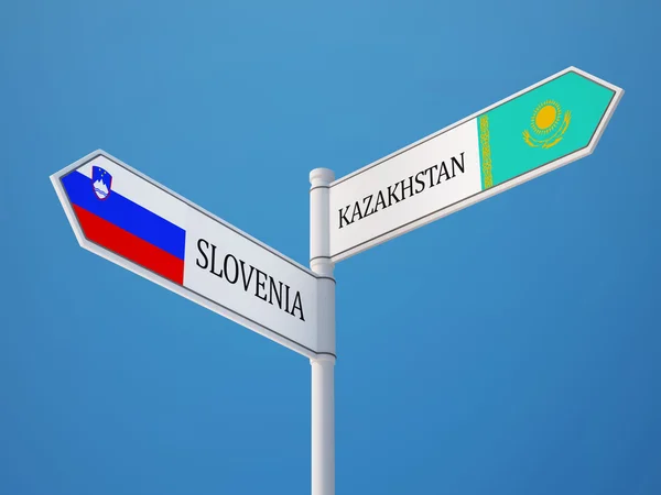 Slovenia Kazakhstan  Sign Flags Concept — Stock Photo, Image