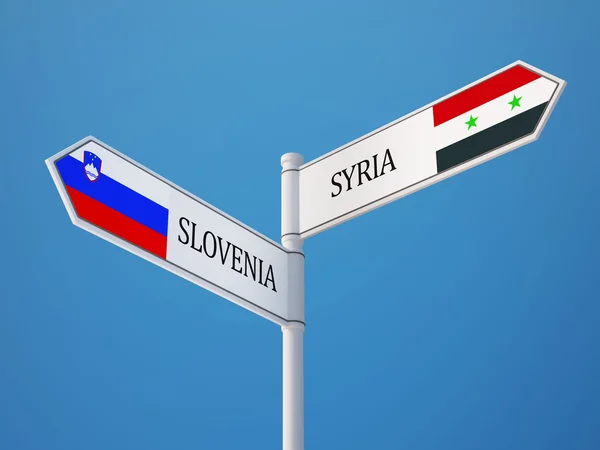 Syrien Slovenien undertecknar flaggor koncept — Stockfoto