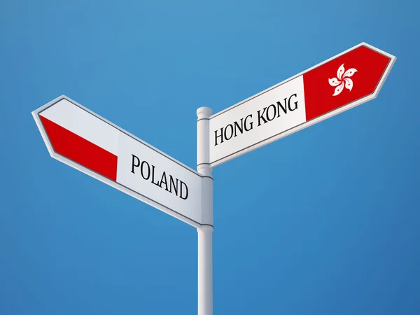 Polsko Hong Kong Sign příznaky koncepce — Stock fotografie