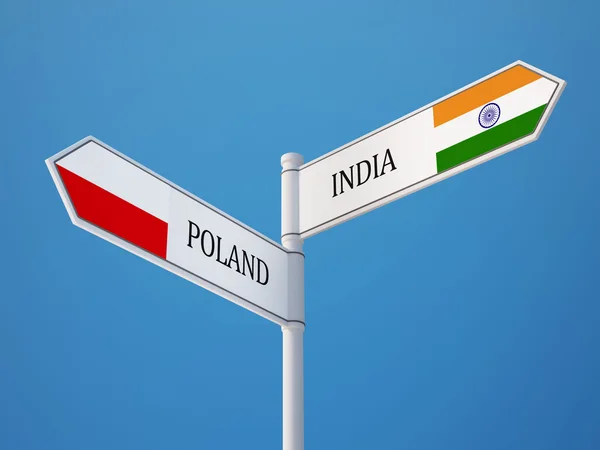 Poland India  Sign Flags Concept — Stock Photo, Image