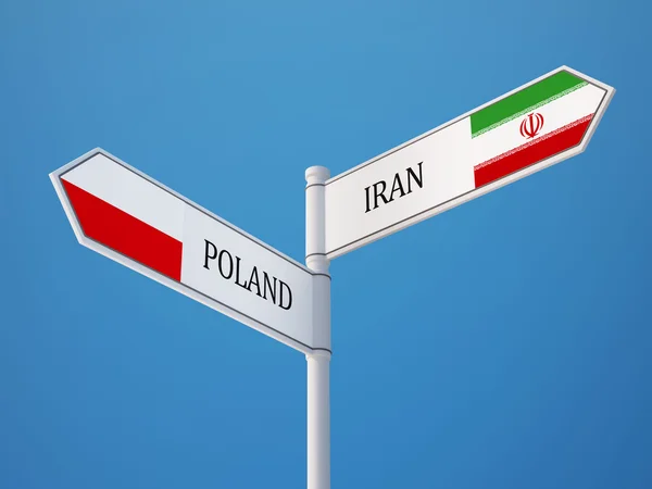 Polen Iran tecken flaggor koncept — Stockfoto