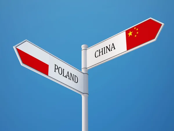 Polen China teken vlaggen Concept — Stockfoto