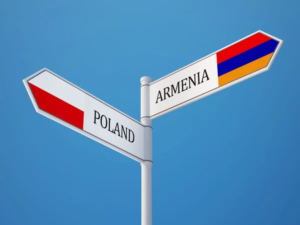 Poland Armenia  Sign Flags Concept — Stock Photo, Image