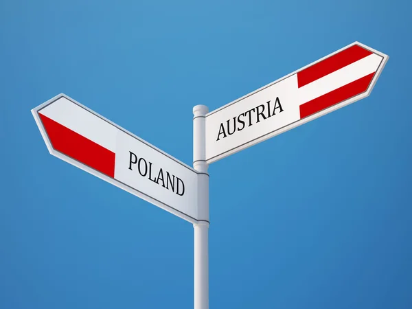 Poland Austria  Sign Flags Concept — Stock Photo, Image