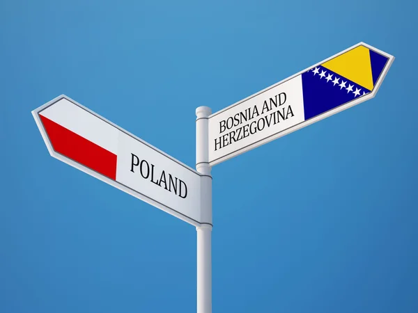 Polonia Bosnia y Herzegovina Firmar banderas —  Fotos de Stock