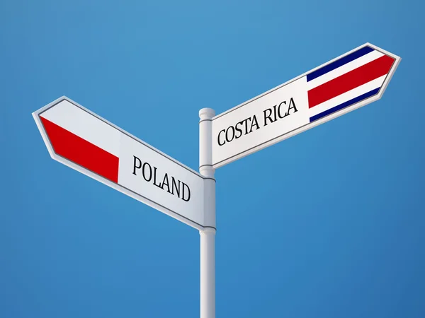 Polonia Costa Rica Segno Bandiere — Foto Stock