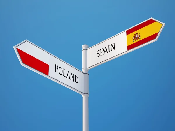 Polonia España Firma el concepto de banderas —  Fotos de Stock