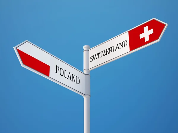 Poland Switzerland  Sign Flags Concept — Stock Photo, Image