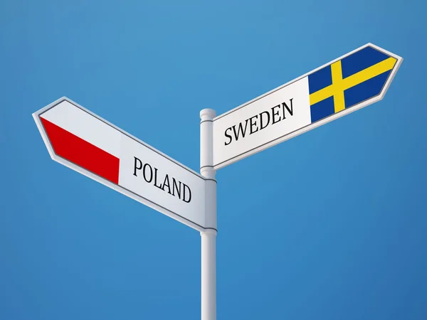 Polónia Suécia Sinalização Bandeiras Conceito — Fotografia de Stock