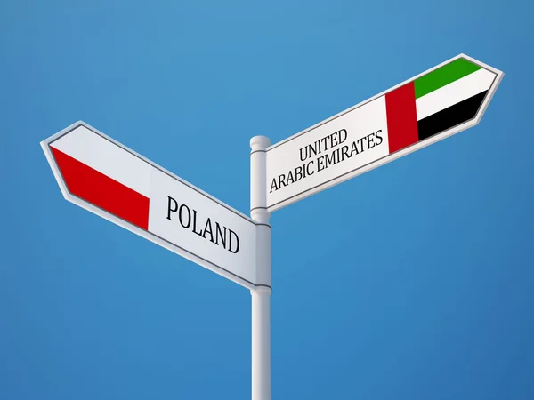 Poland United Arab Emirates Sign Flags — Stock Photo, Image