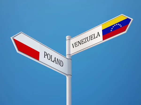 Pologne Venezuela Signer Drapeaux Concept — Photo