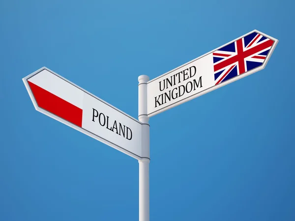 Lengyelország Egyesült Királyság bejelentkezési jelzők koncepció — Stock Fotó