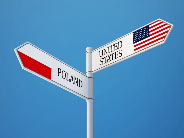 Poland United States  Sign Flags Concept — Stock Photo, Image