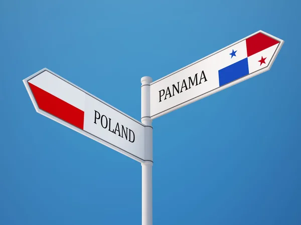 Polen Panama tecken flaggor koncept — Stockfoto