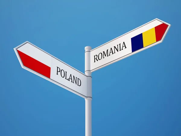 Polska Rumunia znak flagi koncepcja — Zdjęcie stockowe
