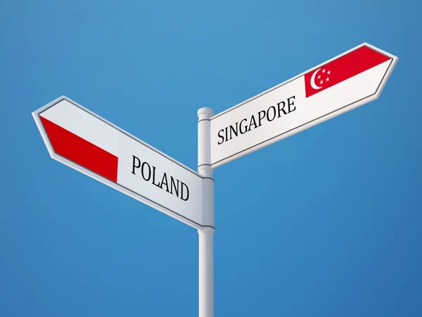 波兰新加坡标志标志概念 — 图库照片