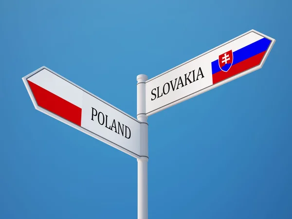 Poland Slovakia  Sign Flags Concept — Stock Photo, Image