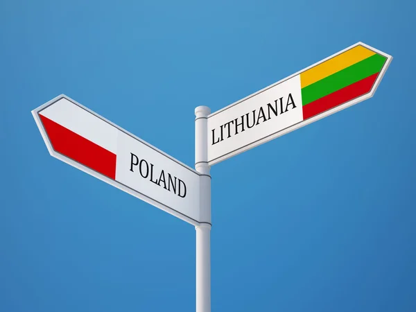 Lithuania Poland  Sign Flags Concept — Stock Photo, Image