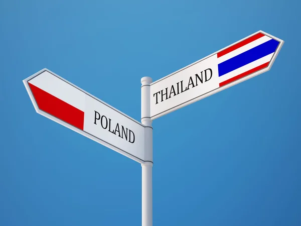 Tayland Polonya işaret bayrakları kavramı — Stok fotoğraf