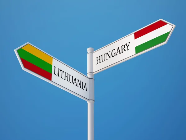 Lituanie Hongrie Signalisation Drapeaux Concept — Photo