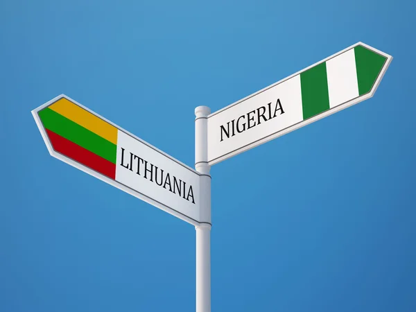 Lituanie Nigeria Signer Drapeaux Concept — Photo