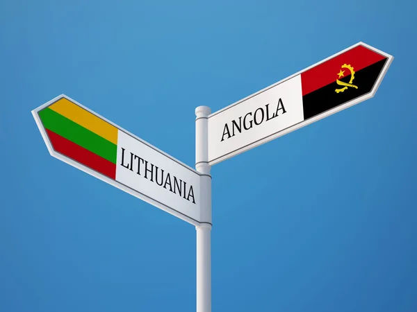 Litauen Angola tecken flaggor koncept — Stockfoto