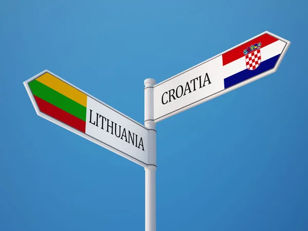 Lituania Croazia Segnaletica Bandiere — Foto Stock