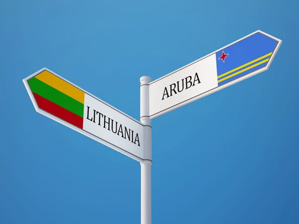 Lituania Aruba Banderas de signos —  Fotos de Stock