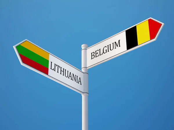 Litouwen België teken vlaggen Concept — Stockfoto